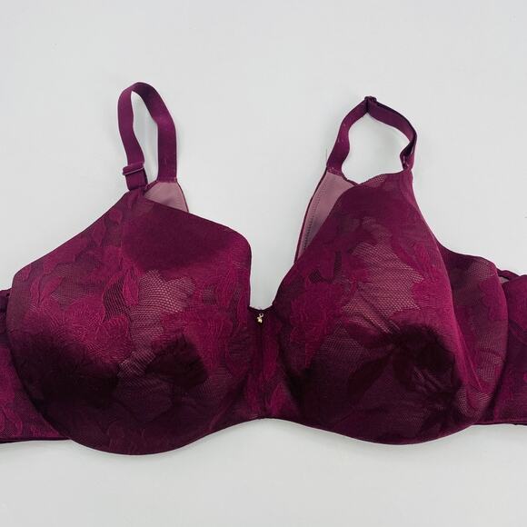 Cacique Dark Purple Invisible Lace Backsmoother Lightly Lined Balconette Bra - Picture 3 of 15